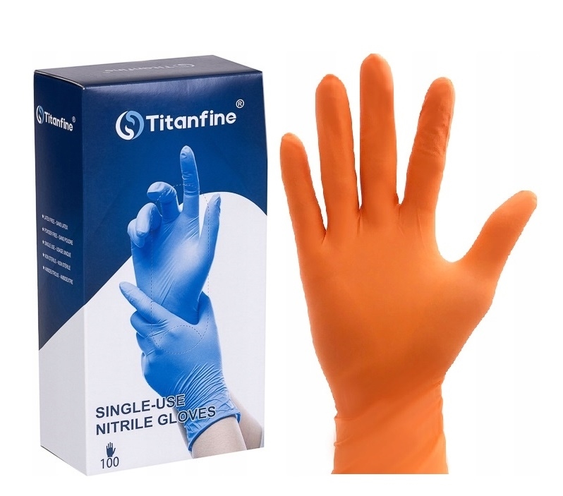 Medyczne rękawice nitrylowe bezpudrowe pomarańczowe rozmiar M, 100 szt.